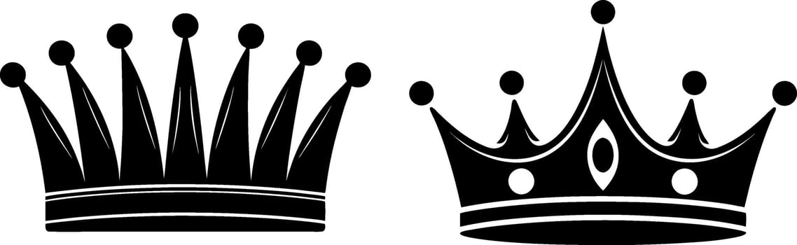 Crowned Logos and Tiara crown icon, king or queen crown symbol sketch, fellow crowned logo heads tiara,Royal head accessories silhouette art illustration vector