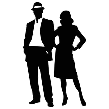 Stylish Man and Woman Silhouettes vector