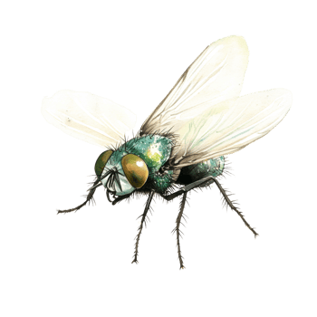 Watercolor Painting of a Green Bottle Fly png