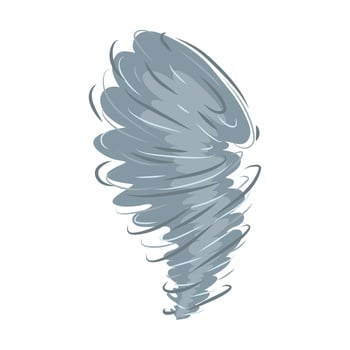 Tornado swirl in flat design. Spiral danger hurricane, bad storm weather. illustration isolated. vector