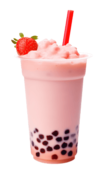 Strawberry Boba Milk Tea Shake Isolated on Transparent Background png