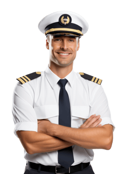 Happy Pilot Crossed Arms Isolated on Transparent Background png