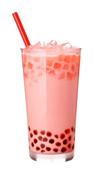 Cold Strawberry Boba Milk Tea Isolated on Transparent Background png