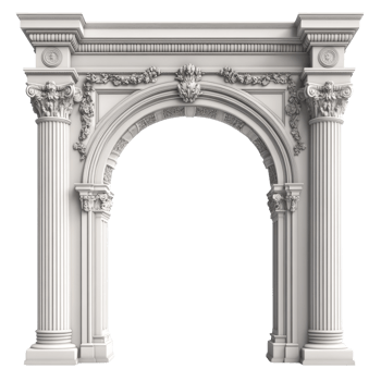 Elegant Classical Archway with Ornate Columns and Frieze png