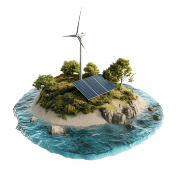 Sustainable Island Energy Wind Turbine Solar Panels Green png