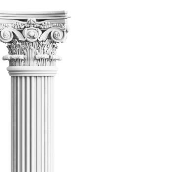 White Classical Column Detail Isolated On Black Background png