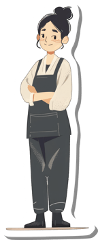 A Confident Woman Wearing an Apron Stands Tall png