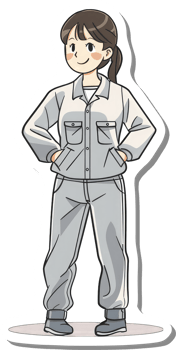 A confident young woman in work uniform stands tall png
