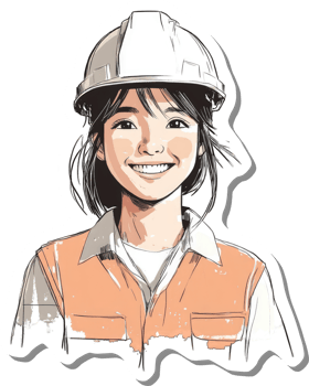 A sticker of a woman wearing a hard hat png