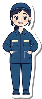 A Smiling Female Worker Wearing a Blue Uniform png