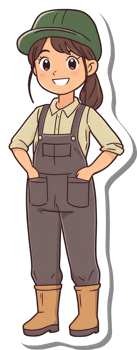 A Happy Young Female Farmer Wearing Overalls png