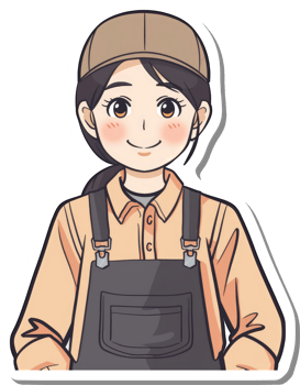 A Smiling Anime Girl Wearing Work Overalls png