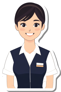A smiling young woman wearing a navy vest and white shirt png