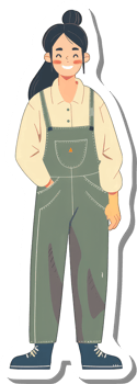 Happy Girl Wearing Overalls And Shoes png