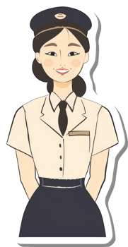 Smiling Female Character Wearing A Stylish Officer Uniform png