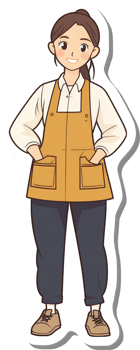 A Happy Young Woman Wearing An Apron png