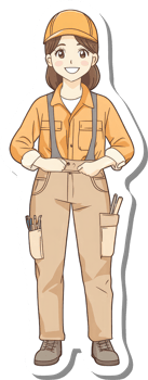 A Smiling Female Worker Wearing Work Clothes png
