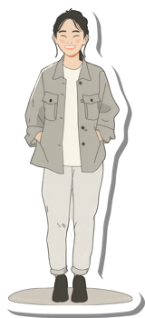Smiling Girl Wearing Casual Outfit Grey Jacket Pants png