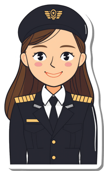 A female pilot cartoon wearing a navy uniform png