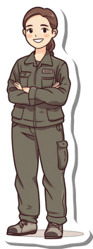 A Smiling Female Soldier in Uniform Stands Confidently png