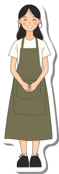 Happy young woman wearing an apron png