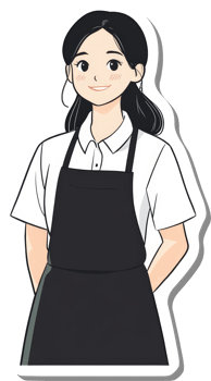 A cartoon woman wearing an apron and black shirt png