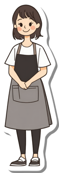A cartoon woman wearing an apron and apron png