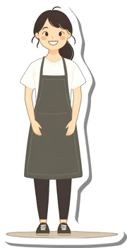 A cartoon woman wearing an apron and apron png