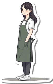 A cartoon girl wearing an apron and white shoes png