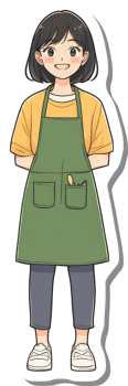Anime girl wearing an apron and holding a knife png
