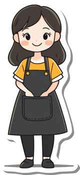 A cartoon girl wearing an apron and holding a purse png