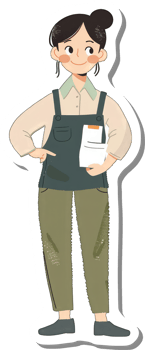 A sticker of a woman holding a letter png