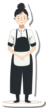A cartoon waiter with apron and apron png