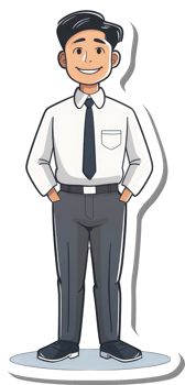 A cartoon man in a tie and shirt png