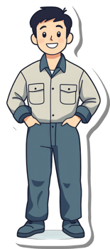 A man in a blue shirt and pants png