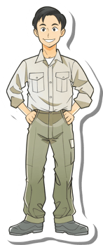 A cartoon man in a safari outfit png