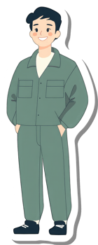 A sticker of a man in a green uniform png