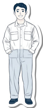 A man in a white shirt and pants png