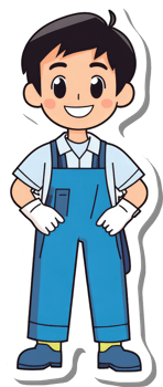 A sticker of a boy wearing overalls png