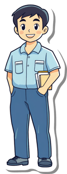 Cartoon man holding a book by kimberly png