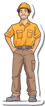 A cartoon man in a yellow shirt and pants png