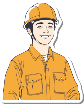 A sticker of a man wearing an orange hard hat png