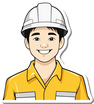 A cartoon man wearing a hard hat png