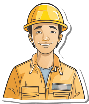 A sticker of a man in a hard hat png