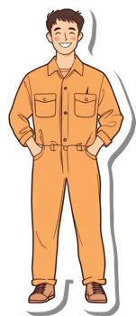 An orange worker in a jumpsuit png