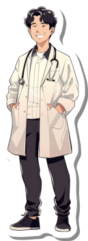 An anime doctor with a stethoscope on his chest png
