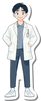 A cartoon character wearing a lab coat png