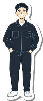 A sticker of a man in black clothes png