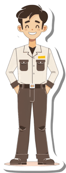 A cartoon man in a uniform standing with his hands on his hips png