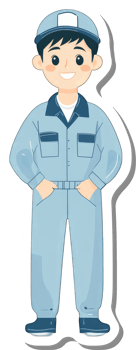 A sticker of a man in blue overalls png